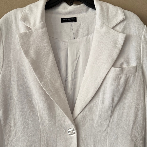 Naked Wardrobe White Linen Blend Oversized Blazer Size M - Picture 5 of 9